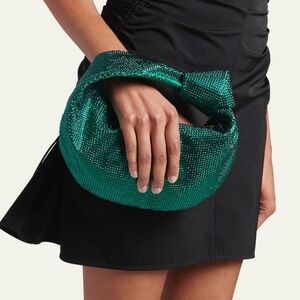 BOTTEGA VENETA Jodie Mini Hotfix Rhinestone Top-Handle Bag in Emerald Green